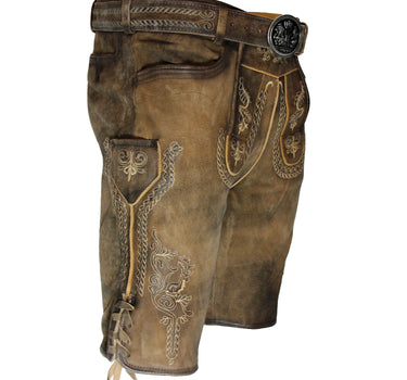 MADDOX Herren Lederhose "Kochelsee" mit Gürtel | Smoke Antik