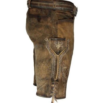 MADDOX Herren Lederhose "Kochelsee" mit Gürtel | Smoke Antik