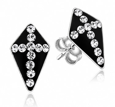 LUISIA® Ohrringe "Kreuz" mit Swarovski® Kristallen | Schwarz - 925 Sterling Silber