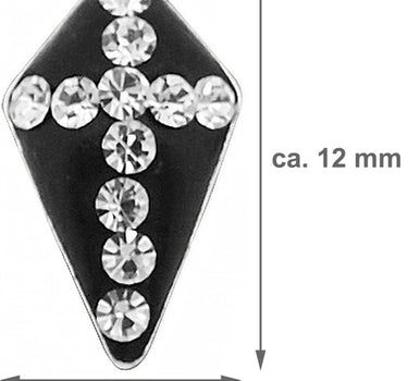 LUISIA Schwarze Ohrringe mit Kreuz aus Kristallen von Swarovski - 925 Sterling Silber