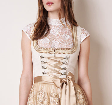 Krüger Dirndl "Neila" mit Spitzenschürze 116365 | Natur - 70cm