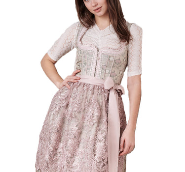 Krüger Dirndl "Roxana" Spitzenschürze 414365 | Hellgrün Rosa 60cm