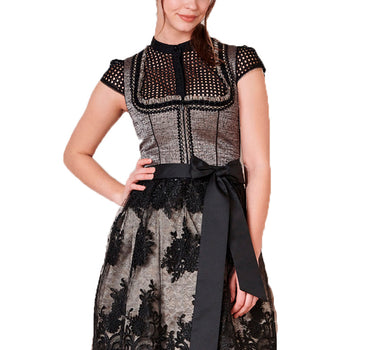 Krüger Dirndl "Loreen" mit Spitzenschürze 412365 | Anthrazit Schwarz - 60cm