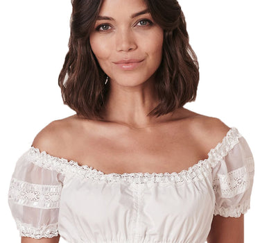 Krüger Carmen Dirndlbluse "Ebony" mit Spitze | Ecru