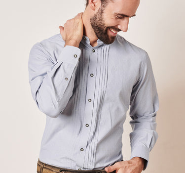 Krüger Trachtenhemd "Erwin" mit Stehkragen 911365| Blau