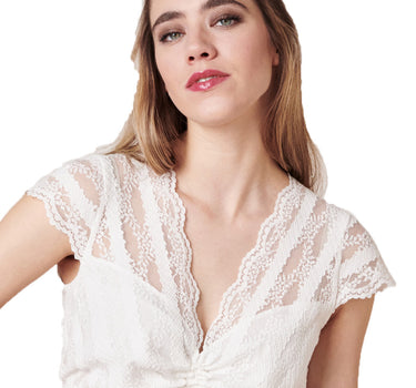 Krüger Spitzen Dirndlbluse "Resi" Flügelarm 312365 | Ecru