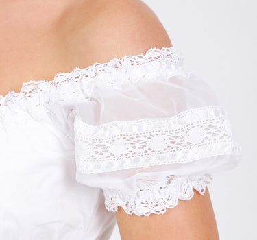 Krüger Carmen Dirndlbluse "Ebony" mit Spitze | Weiß