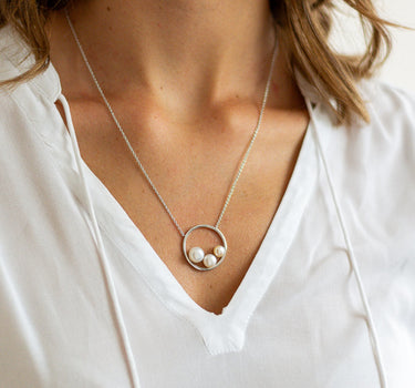 LUISIA Halskette "Ring mit Perlen" 67029 | 925 Silber (50 cm Länge)