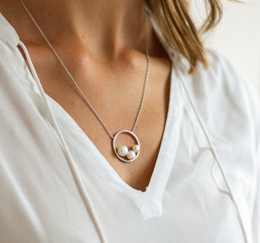 LUISIA Halskette "Ring mit Perlen" 67029 | 925 Silber (50 cm Länge)