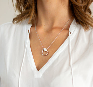 LUISIA Halskette mit Anhänger "Herz mit Perle" 67115 | 925 Silber (50 cm Länge)