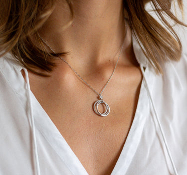 LUISIA Filigrane Halskette mit Strass Ringen | 925 Silber