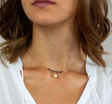 LUISIA Goldene Halskette mit schwarzen Zirkonia | 925 Silber