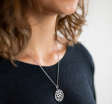 LUISIA Edelstahl Halskette 50+5 cm Silber | Kleeblatt mit Zirkonia