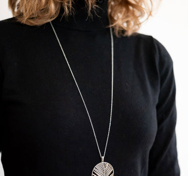 LUISIA Edelstahl Halskette 80+5 cm mit Anhänger | Großes Palmblatt