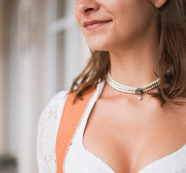 LUISIA Perlencollier "Nyala" 3-reihig mit Kristall von Swarovski 48322-1