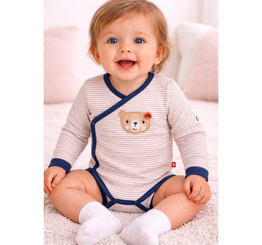 BONDI Baby Langarm Wickelbody "Bär" 93763 | Beige