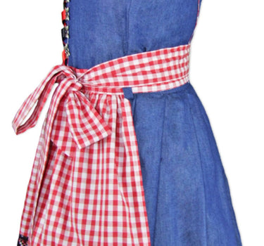Isar-Trachten Jugend Dirndl "Laura" Jeanslook 44937 | Blau Rot