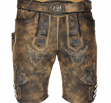 MADDOX Kurze Lederhose "Ammersee" mit Gürtel | Napatto Marmor