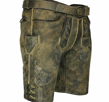 MADDOX Kurze Lederhose "Ammersee" mit Gürtel | Napatto Marmor