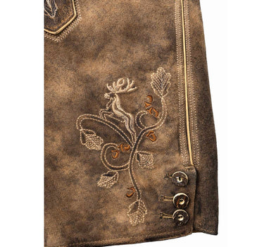 MADDOX Kurze Lederhose "Bercher" mit Gürtel | Camel