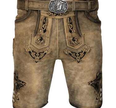 MADDOX Kurze Herren Lederhose "Felixsee" mit Gürtel | Antik H. Antik