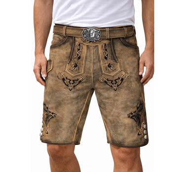 MADDOX Kurze Herren Lederhose "Felixsee" mit Gürtel | Antik H. Antik