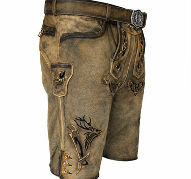 MADDOX Kurze Herren Lederhose "Felixsee" mit Gürtel | Antik H. Antik