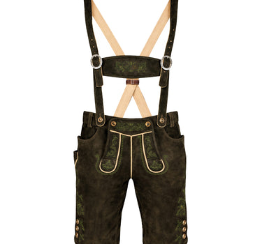 SCHWEIGERT´s Kurze Hirsch Lederhose Hector mit Träger - Moor Dunkelbraun | Exklusiv von MADDOX