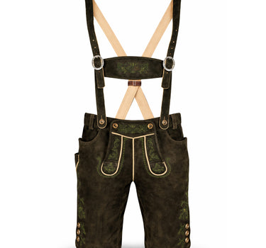 SCHWEIGERT´s Kurze Hirsch Lederhose Hector mit Träger - Moor Dunkelbraun | Exklusiv von MADDOX