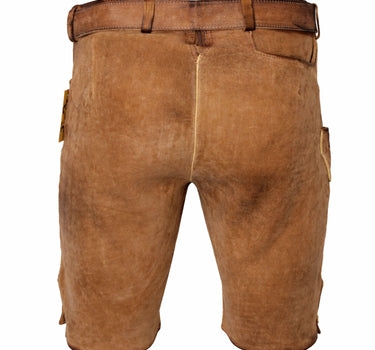 MADDOX Kurze Herren Lederhose "Hopfensee" mit Gürtel | Antik Creme
