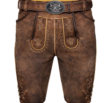 MADDOX Kurze Herren Lederhose "Horn" mit Gürtel | Antik W. Stein