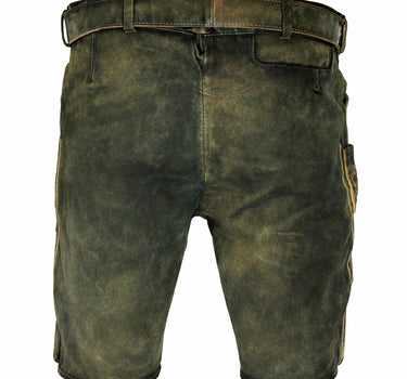 MADDOX Kurze Herren Lederhose "Ronn" mit Gürtel | Antik Moor