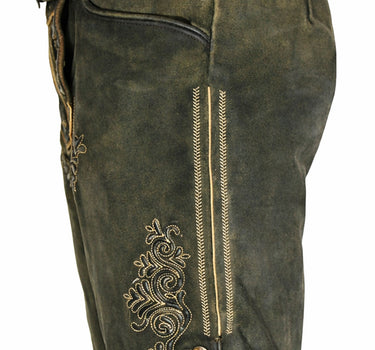 MADDOX Kurze Herren Lederhose "Ronn" mit Gürtel | Antik Moor