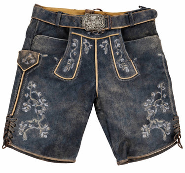 MADDOX Kurze Lederhose "Wetzikorn" mit Stickerei | Graphit