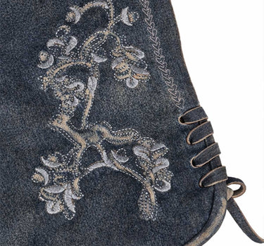 MADDOX Kurze Lederhose "Wetzikorn" mit Stickerei | Graphit