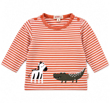 BONDI Baby Langarmshirt "Safari" 93966 | stripe terra white