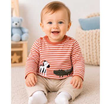 BONDI Baby Langarmshirt "Safari" 93966 | stripe terra white