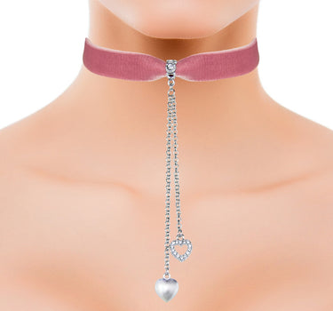 LUISIA Samt Kropfband "Mattea" mit Kristallen von Swarovski 48206 | Rosa - mit Herz Ketten