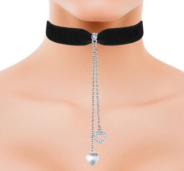 LUISIA Samt Kropfband "Mattea" mit Kristallen von Swarovski 48206 | Schwarz - mit Herz Ketten