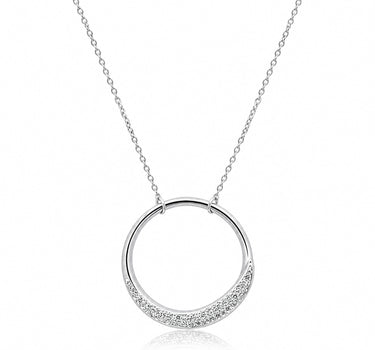 LUISIA® Edelstahl Halskette 50+5 cm "Ring mit Zirkonia" | Silber