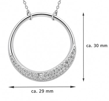 LUISIA® Edelstahl Halskette 50+5 cm "Ring mit Zirkonia" | Silber