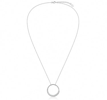 LUISIA® Edelstahl Halskette 50+5 cm "Ring mit Zirkonia" | Silber