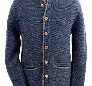 MADDOX Herren Trachten Strickjacke "Altishofen" mit Stehkragen | Indigo Blau