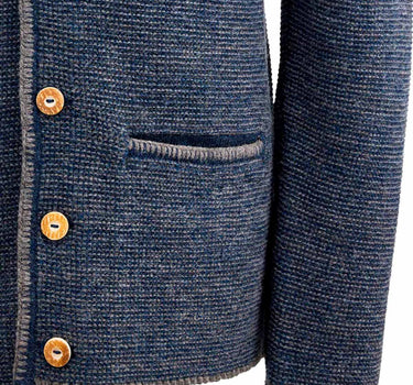 MADDOX Herren Trachten Strickjacke "Altishofen" mit Stehkragen | Indigo Blau