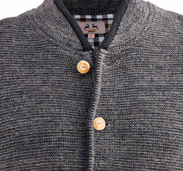MADDOX Herren Trachten Strickjacke "Altishofen" mit Stehkragen | Kiesel Braun