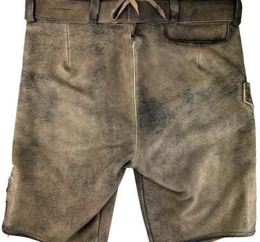 MADDOX Kurze Herren Lederhose "Riessersee" mit Gürtel | Antik Bernstein
