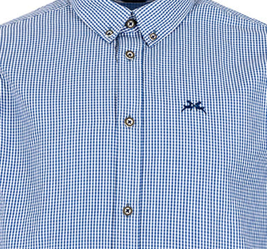 MADDOX Kariertes Trachtenhemd Button Down - Hemd-47 | Navy Blau