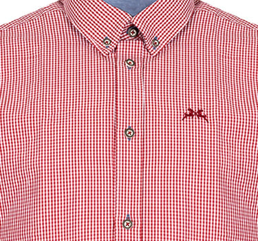 MADDOX Kariertes Trachtenhemd Button Down - Hemd-47 | Rot
