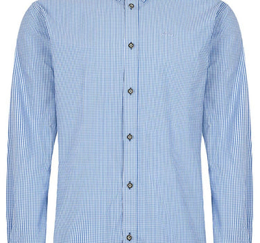MADDOX Kariertes Trachtenhemd Button Down - Hemd-47 | Hellblau