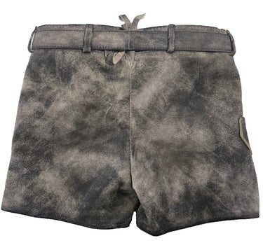 MADDOX Kurze Mädchen Lederhose "Fichtelsee" mit Gürtel | Steingrau